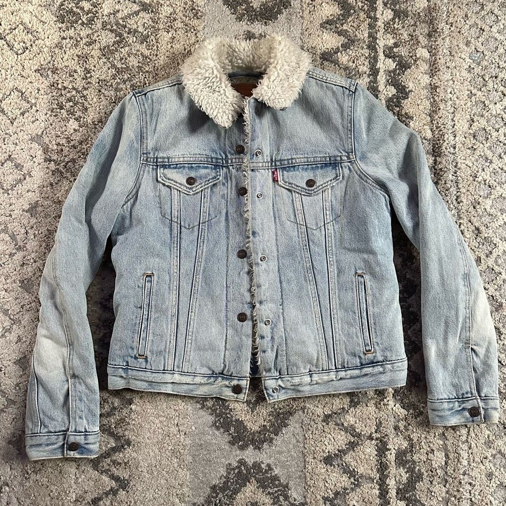 Levi's Light Blue Denim Sherpa Collar Jacket Small
